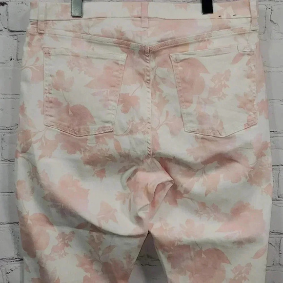JEN7 by 7 For All Mankind Women's White/Pink Floral Skinny Jeans Pants Size 16 - Picture 8 of 16